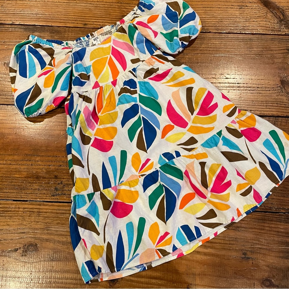 Tabitha Brown  SIZE XS Multicolor Botanical Print Puff Sleeve Mini Dress - Picture 2 of 7